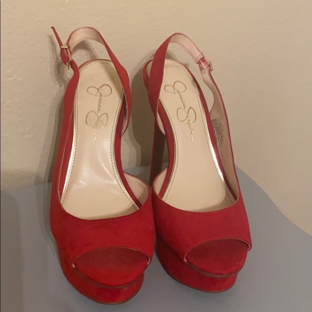 Red suede shoes